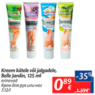 Allahindlus - Kreem kätele või jalgadele, Belle Jardin, 125 ml