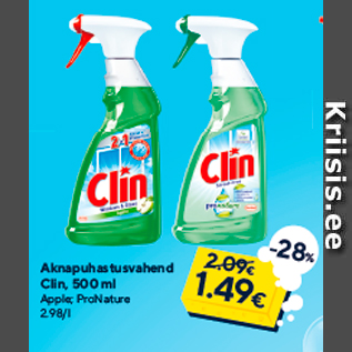 Allahindlus - Aknapuhastusvahend Clin, 500 ml