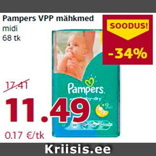 Allahindlus - Pampers VPP mähkmed