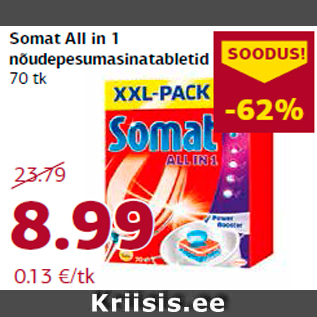 Allahindlus - Somat All in 1 nõudepesumasinatabletid 70 tk