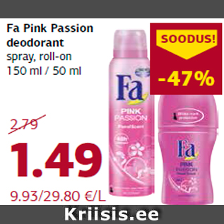 Allahindlus - Fa Pink Passion deodorant