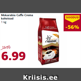 Allahindlus - Mokarabia Caffe Crema kohvioad 1 kg