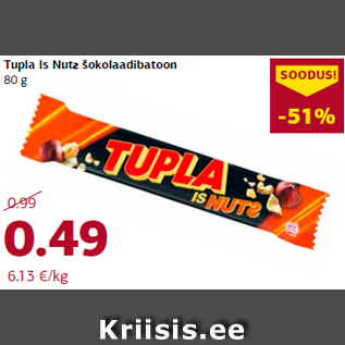 Allahindlus - Tupla Is Nut šokolaadibatoon 80 g