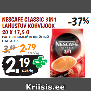 Allahindlus - NESCAFE CLASSIC 3IN1 LAHUSTUV KOHVIJOOK 20 X 17,5 G