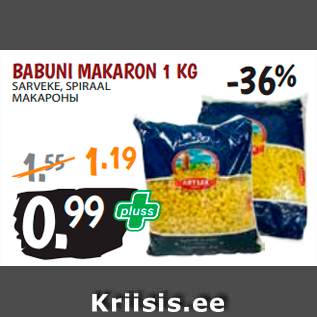 Allahindlus - BABUNI MAKARON 1 KG