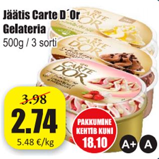 Allahindlus - Jäätis Carte D´Or Gelateria