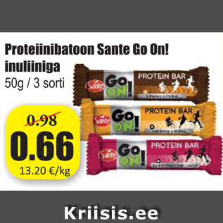 Allahindlus - Proteiinibatoon Sante Go On! inuliiniga