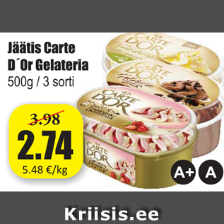 Allahindlus - Jäätis Carte D Or Gelateria