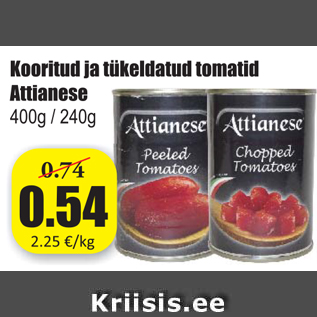 Allahindlus - Kooritus ja tükeldatud tomatid Attianese