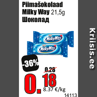 Allahindlus - Piimašokolaad Milky Way 21,5g