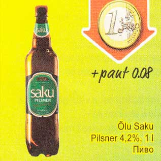 Allahindlus - Õlu Saku Pilsner 4,2%,1 l