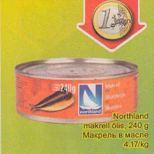 Allahindlus - Northland mаkrеll õlis, 240 g