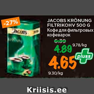 Allahindlus - JACOBS KRÖNUNG FILTRIKOHV 500 G