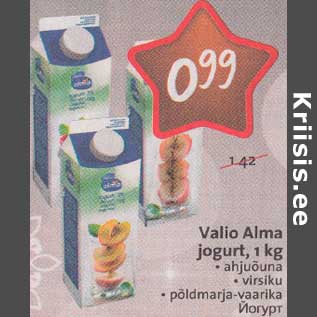 Allahindlus - Valio_Alma jogurt l kg . ahjuõuna . virsiku . põldmarja-vaarika