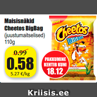 Allahindlus - Maisisnäkid Cheetos BigBag