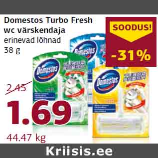 Allahindlus - Domestos Turbo Fresh wc värskendaja