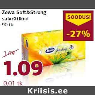 Allahindlus - Zewa Soft&Strong salvrätikud 90 tk