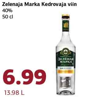 Allahindlus - Zelenaja Marka Kedrovaja viin 40% 50 cl