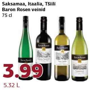 Allahindlus - Saksamaa, Itaalia, Tšiili Baron Rosen veinid 75 cl