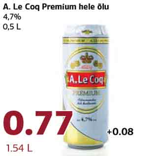 Allahindlus - A. Le Coq Premium hele õlu 4,7% 0,5 L