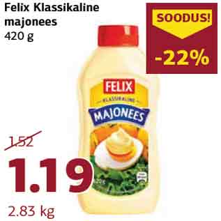 Allahindlus - Felix Klassikaline majonees 420 g