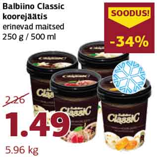 Allahindlus - Balbiino Classic koorejäätis