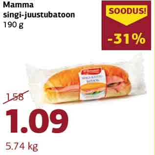 Allahindlus - Mamma singi-juustubatoon 190 g