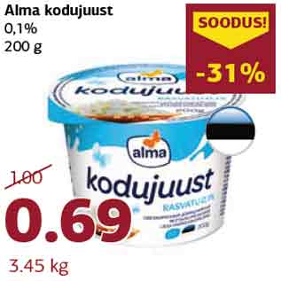 Allahindlus - Alma kodujuust 0,1% 200 g