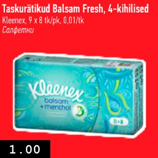 Allahindlus - Taskurätikud Balsam Fresh, 4-kihilised