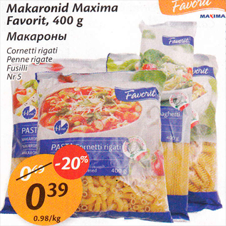 Allahindlus - Makaronid Maxima Favorit, 400 g