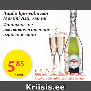 Allahindlus - Itaalia kpn-vahuvein Martini Asti, 750 ml