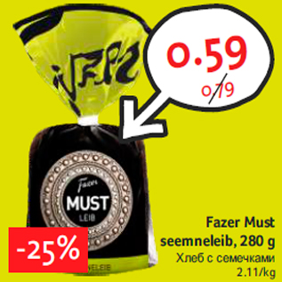 Allahindlus - Fazer Must seemneleib, 280 g