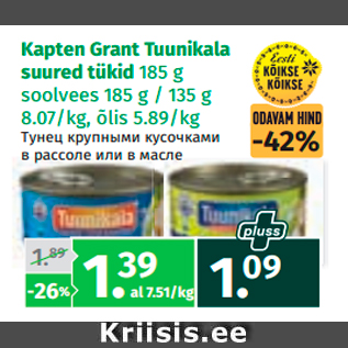 Allahindlus - Kapten Grant Tuunikala suured tükid