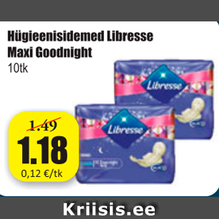 Allahindlus - Hügieenisidemad Libresse Maxi Goodnight 10 tk