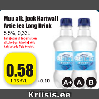 Allahindlus - Muu alk. jook Hartwall Artic Ice Long Drink