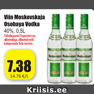 Allahindlus - Viin Moskovskaja Osobaya Vodka