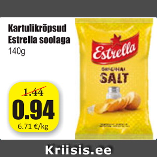 Allahindlus - Kartulikrõpsud Estrella soolaga 140 g