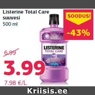 Allahindlus - Listerine Total Care suuvesi 500 ml