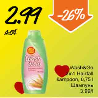 Allahindlus - Wash&Go 2in1 Hairfall šampoon, 0,75l