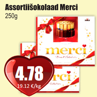 Allahindlus - Assortiišokolaad Mersi 250 g