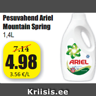 Allahindlus - Pesuvahend Ariel Mountain Spring 1,4L