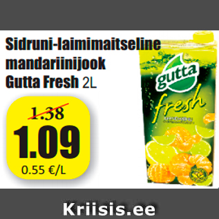 Allahindlus - Sidruni-laimimaitseline mandariinijook Gutta Fresh 2L