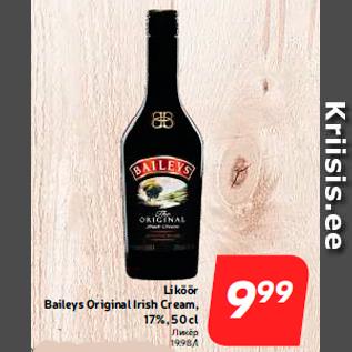 Allahindlus - Liköör Baileys Original Irish Cream, 17%, 50 cl