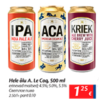 Allahindlus - Hele õlu A.Le Coq, 500 ml