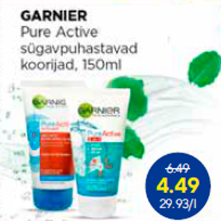 Allahindlus - GARNIER Pure Active sügavpuhastavad koorijad, 150 ml