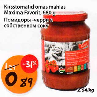 Allahindlus - Kirsstomatid omas mahlas Maxima Favorit, 680g