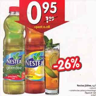 Allahindlus - Nestea jäätее, 1,5 l . sidruni . roheline tee aaloe ja maasikaga