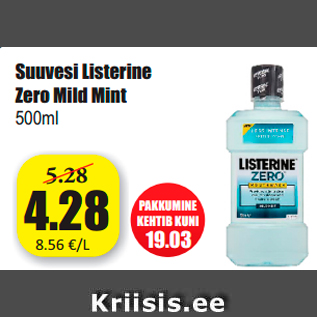 Allahindlus - Suuvesi Listerine Zero Mild Mint 500ml