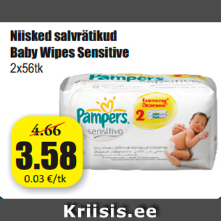 Allahindlus - Niisked salvrätikud Baby Wipes Sensitive