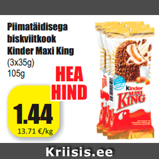 Allahindlus - Piimatäidisega biskviitkook Kinder Maxi King